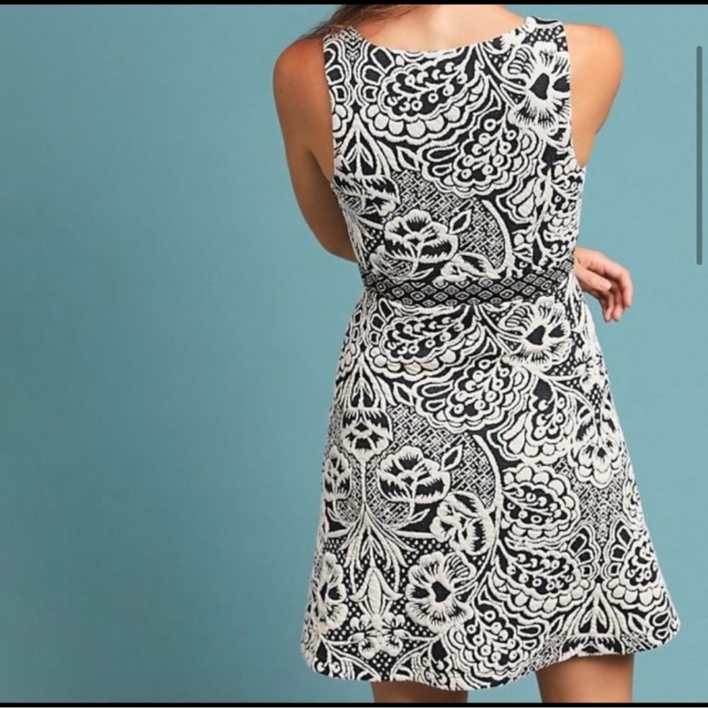 Anthropologie Ett:twa Valery Brocade Dress Size Large Black And White Knit NEW - Picture 4 of 7